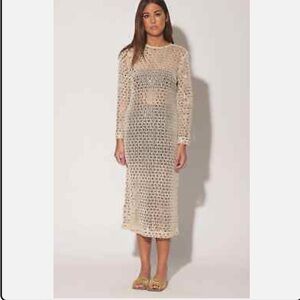 New WALTER BAKER Coco Sequin Crochet Sheer Sheath Midi Dress